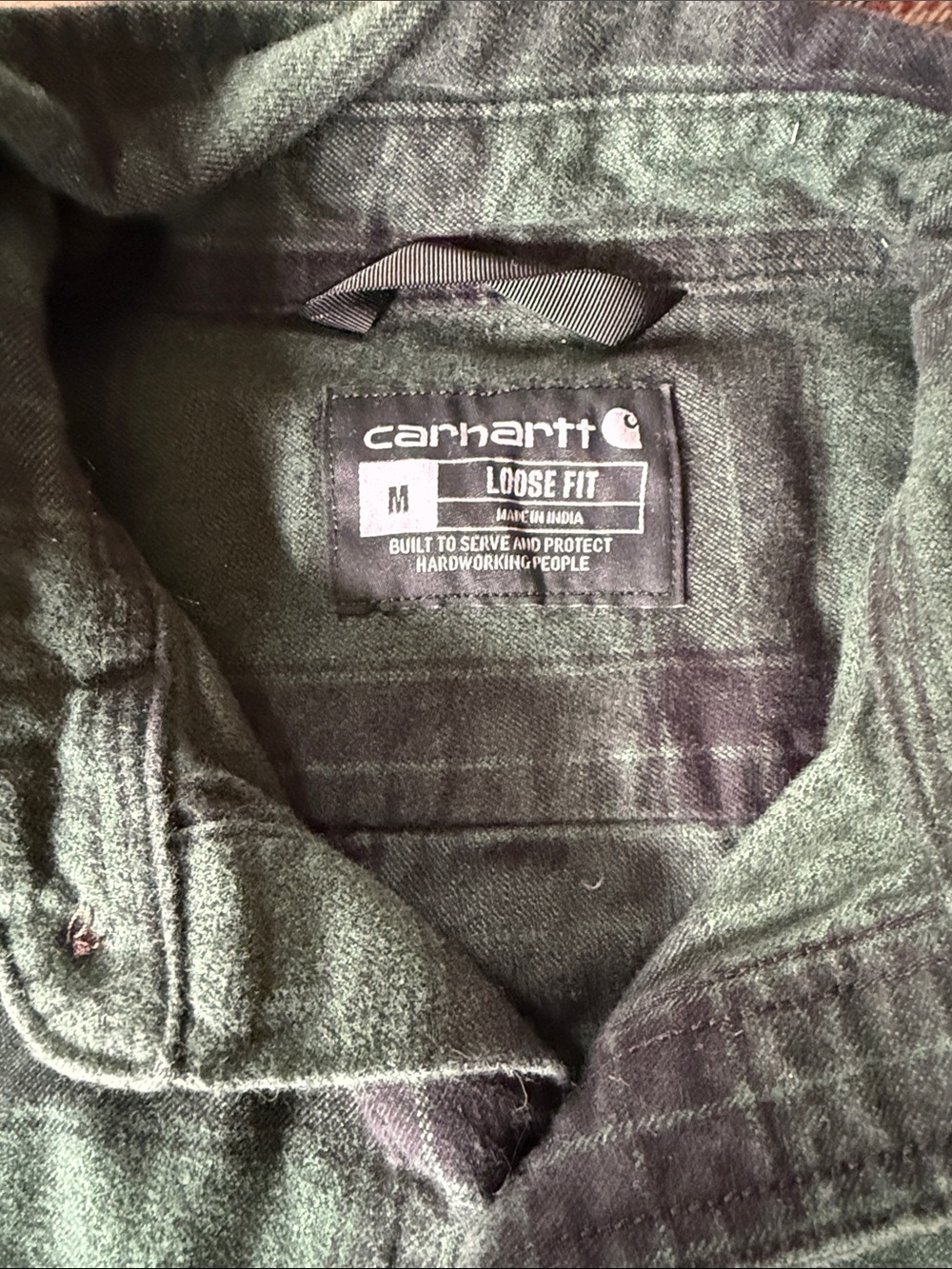 Carhartt Green and Black Plaid Button-Down Heavy Flannel Shirt - Picture 2 of 3